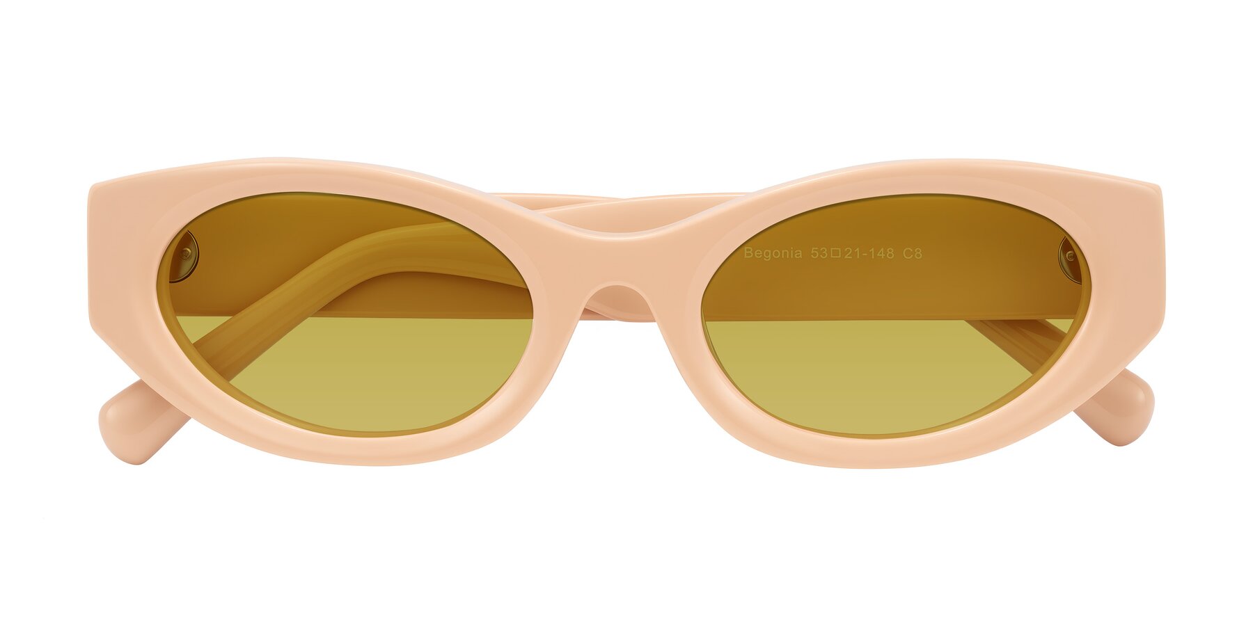 Folded Front of Begonia in Pale Salmon with Champagne Tinted Lenses