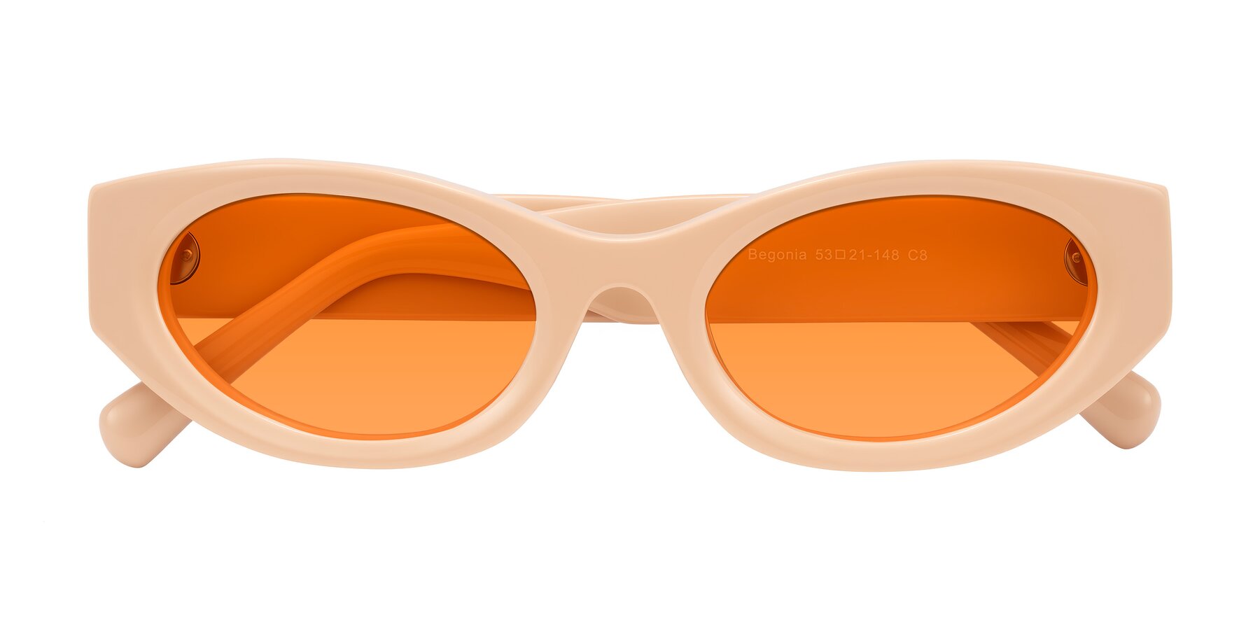 Folded Front of Begonia in Pale Salmon with Orange Tinted Lenses