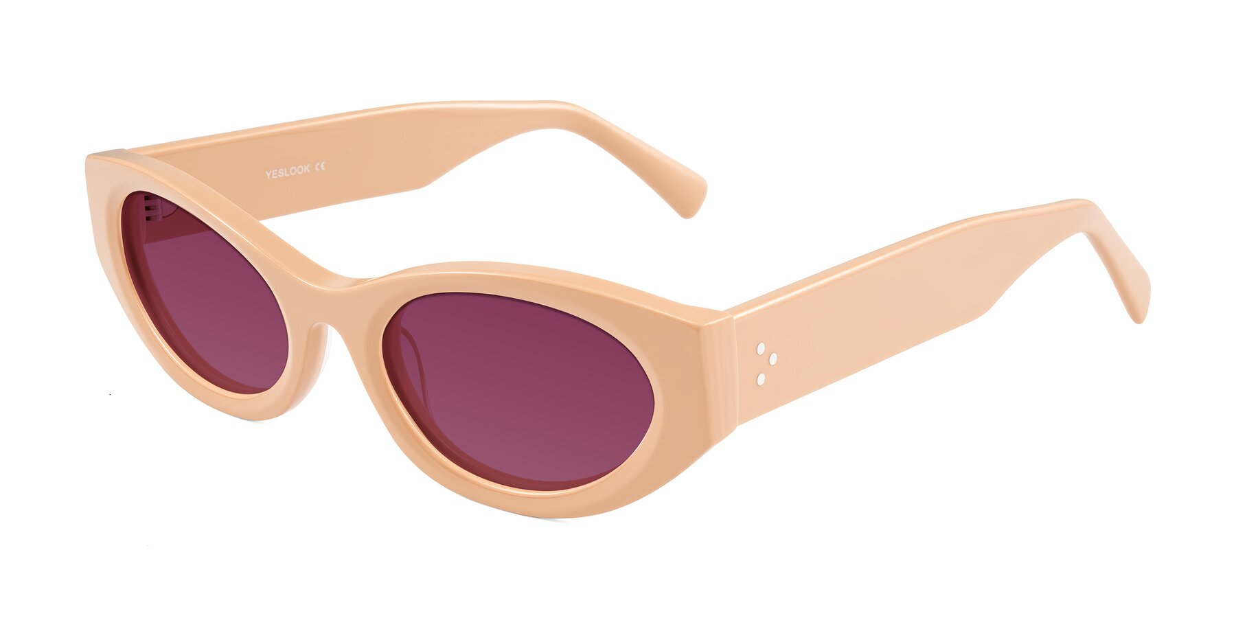 Angle of Begonia in Pale Salmon with Wine Tinted Lenses