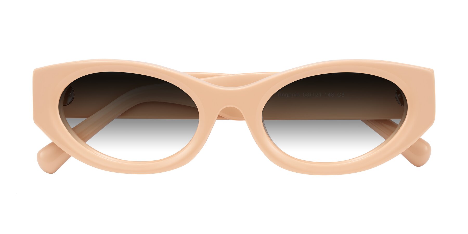 Folded Front of Begonia in Pale Salmon with Gray Gradient Lenses