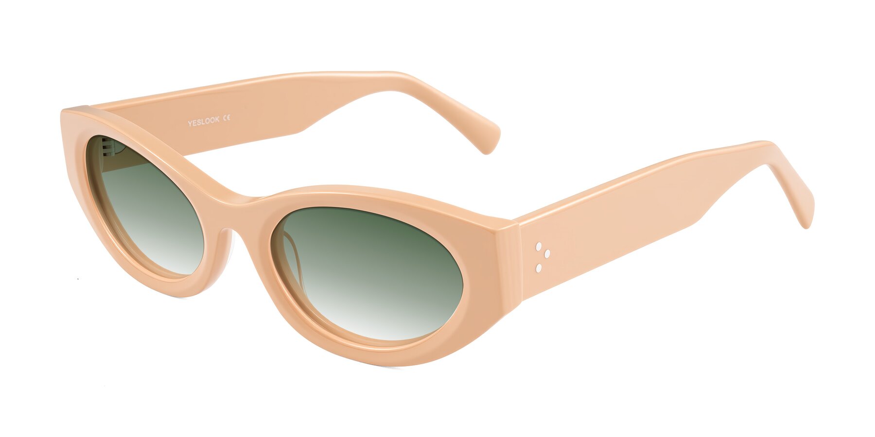 Angle of Begonia in Pale Salmon with Green Gradient Lenses