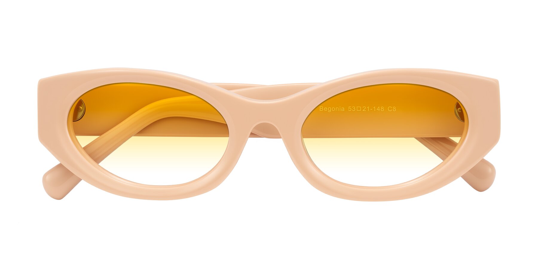 Folded Front of Begonia in Pale Salmon with Yellow Gradient Lenses