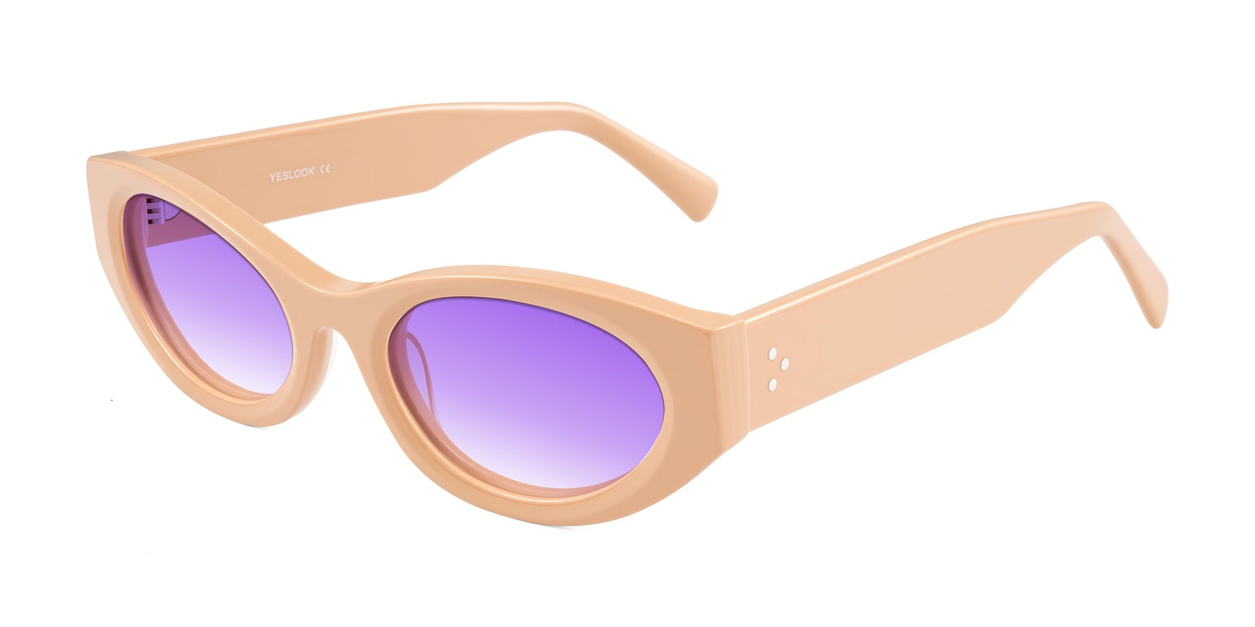 Angle of Begonia in Pale Salmon with Purple Gradient Lenses