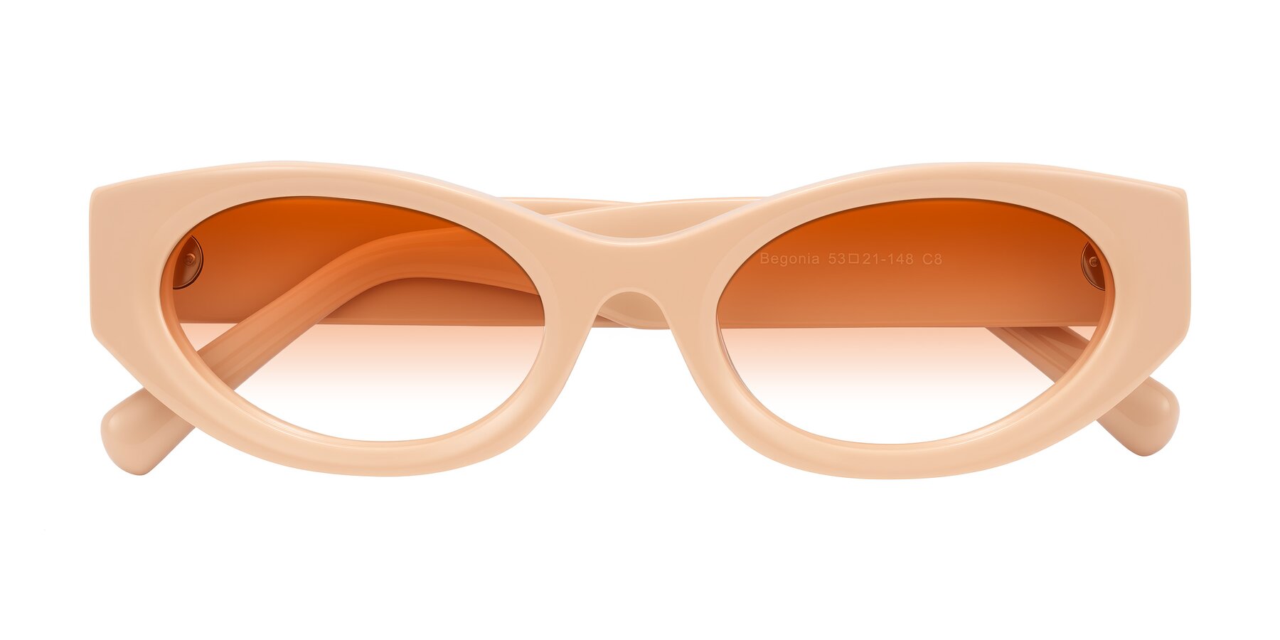 Folded Front of Begonia in Pale Salmon with Orange Gradient Lenses