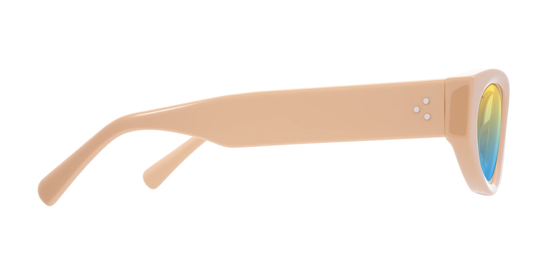 Side of Begonia in Pale Salmon with Yellow / Blue Gradient Lenses