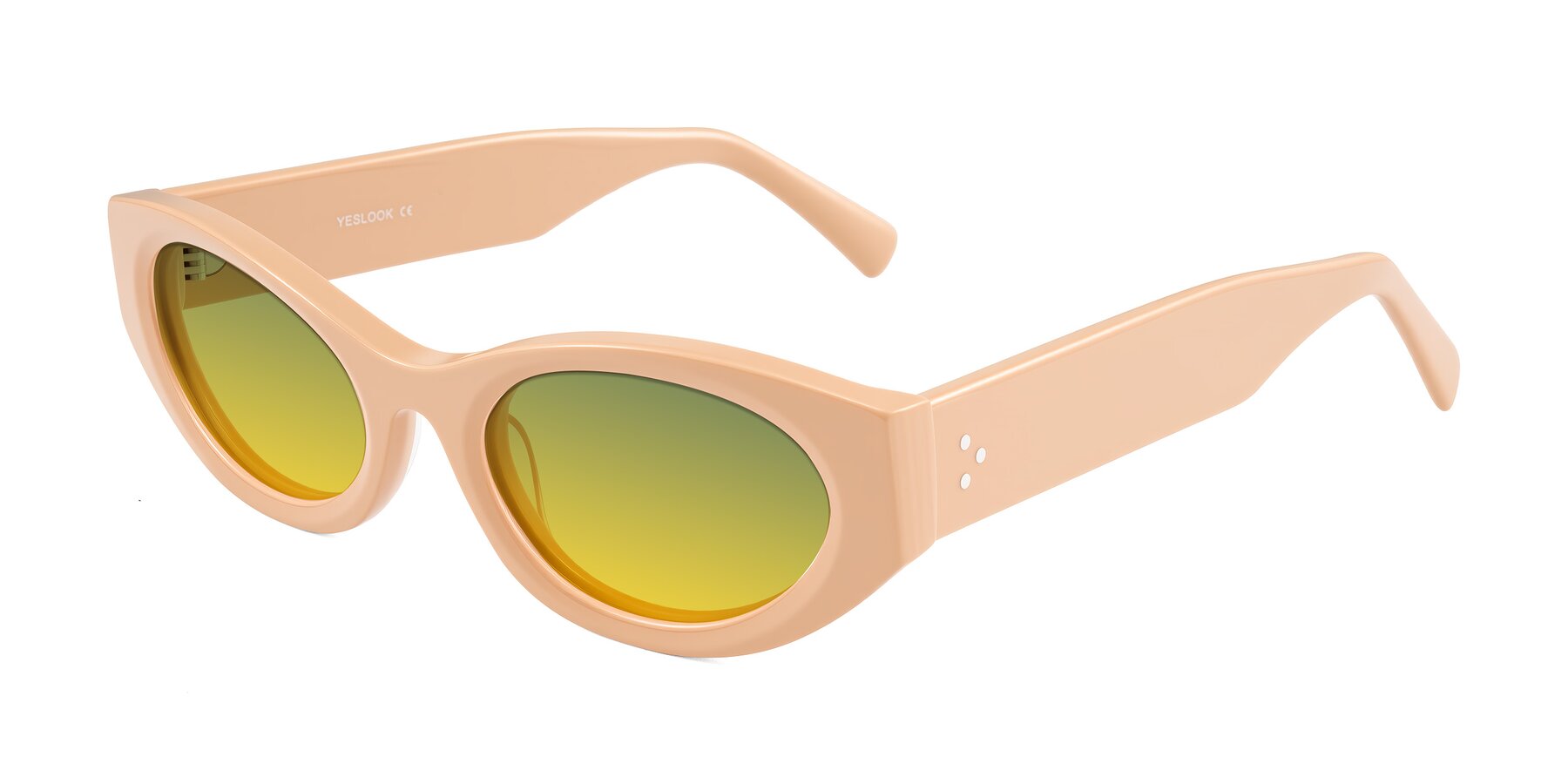 Angle of Begonia in Pale Salmon with Green / Yellow Gradient Lenses