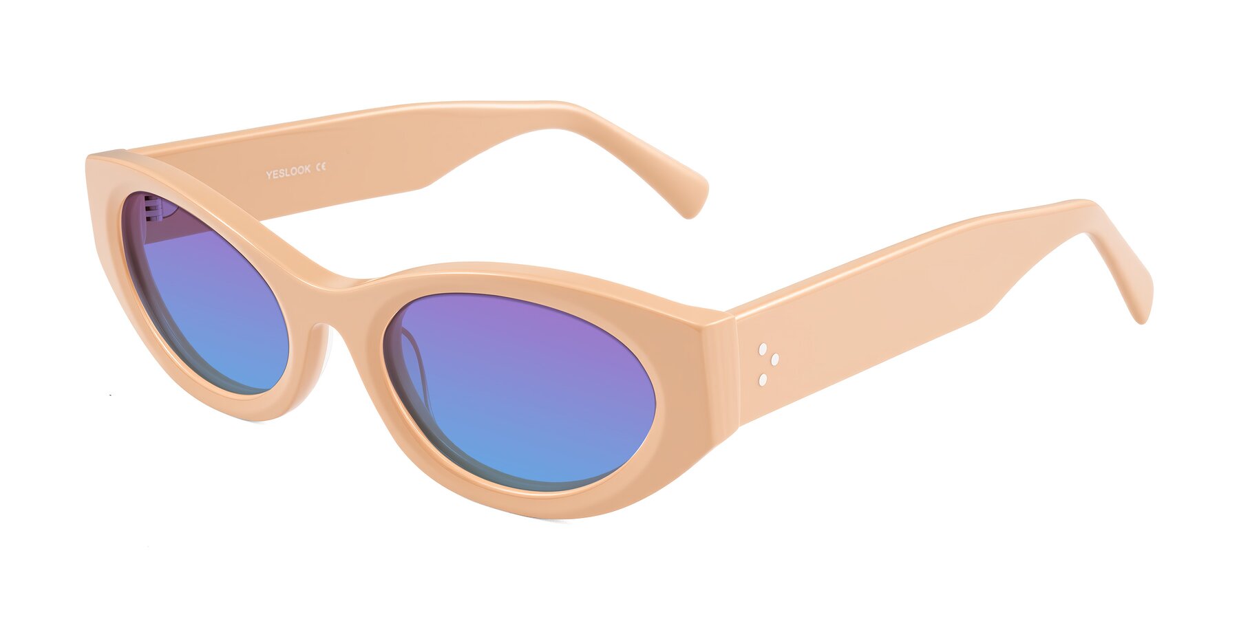 Angle of Begonia in Pale Salmon with Purple / Blue Gradient Lenses