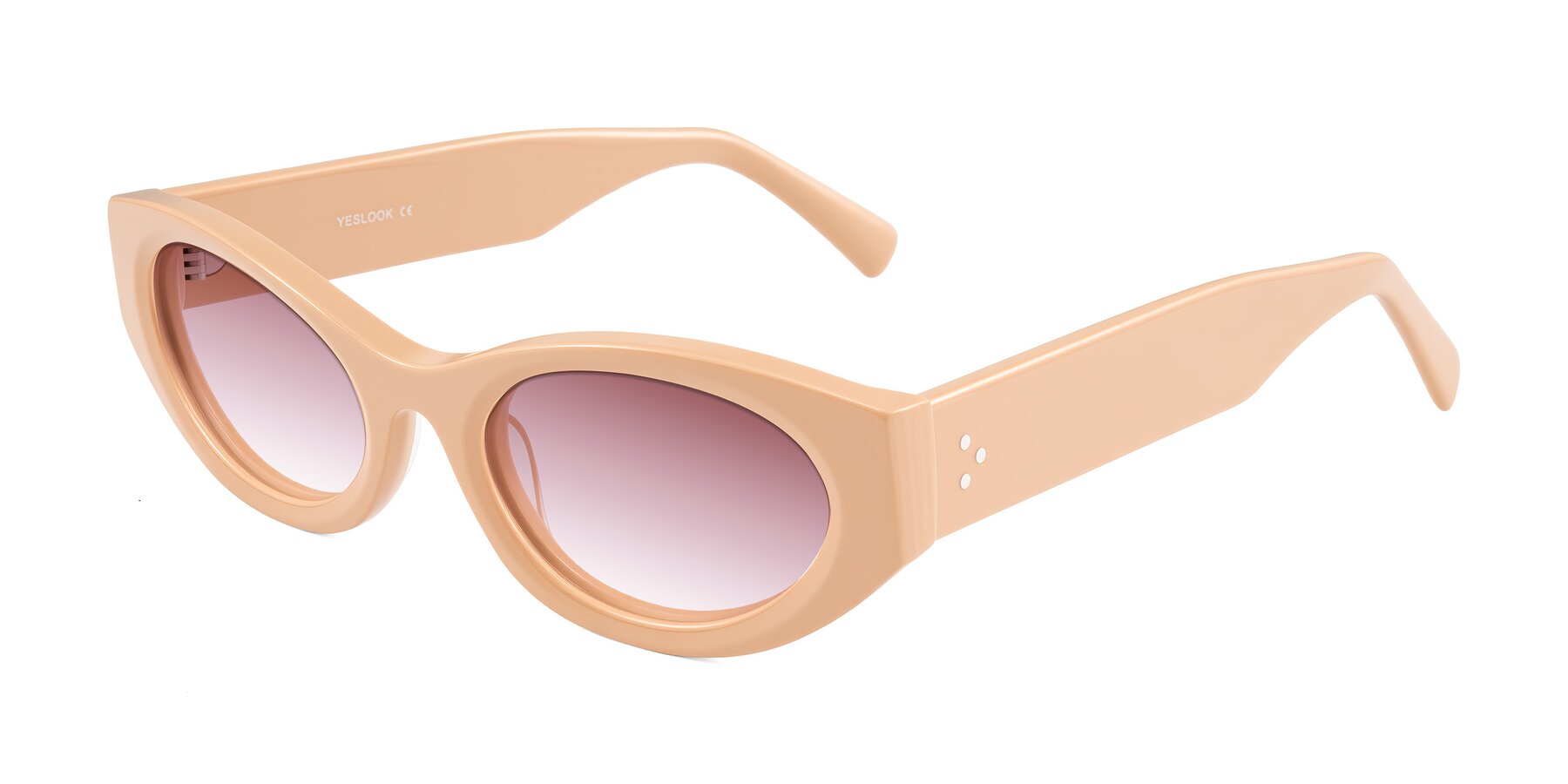 Angle of Begonia in Pale Salmon with Garnet Gradient Lenses