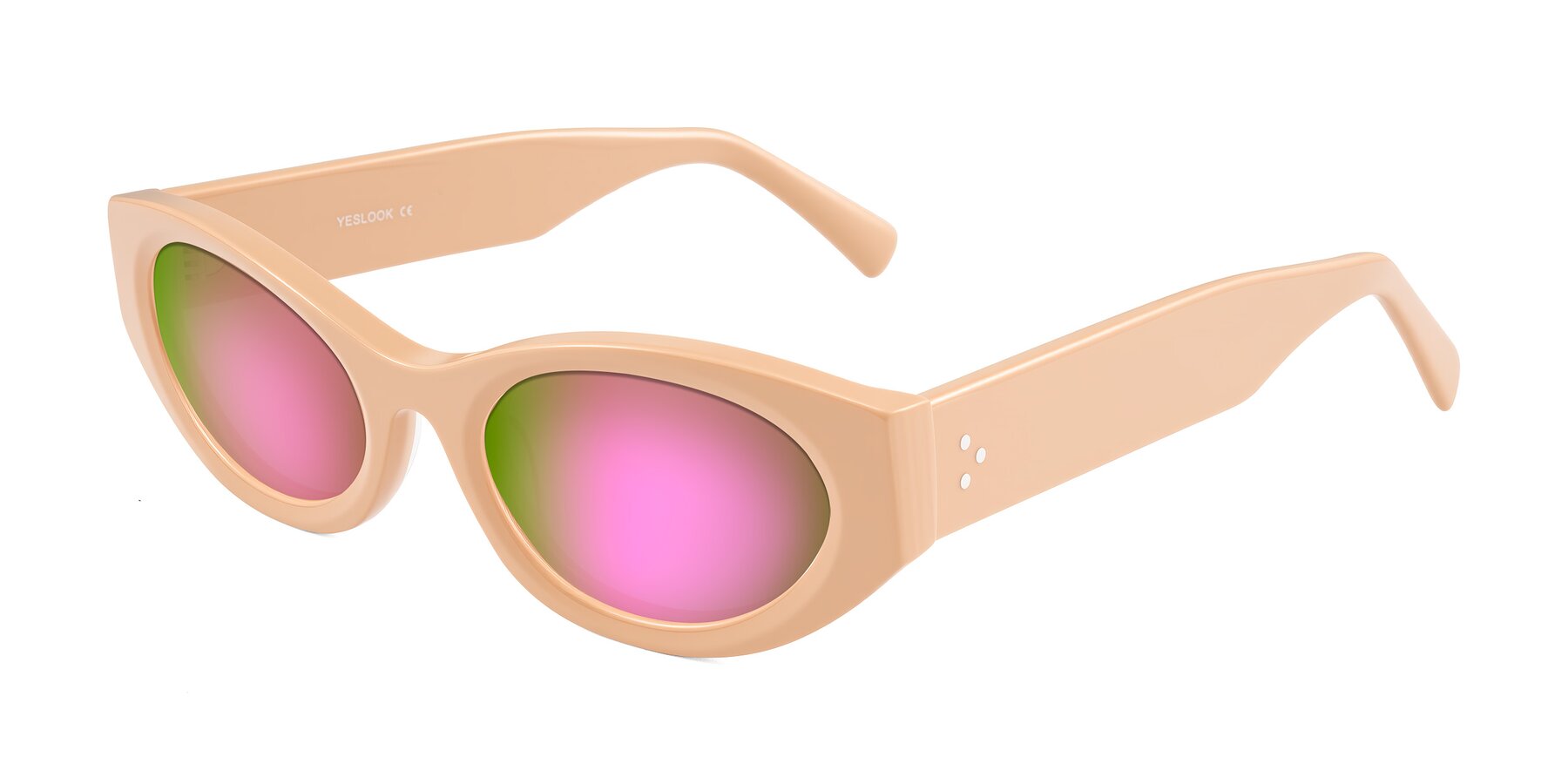 Angle of Begonia in Pale Salmon with Pink Mirrored Lenses