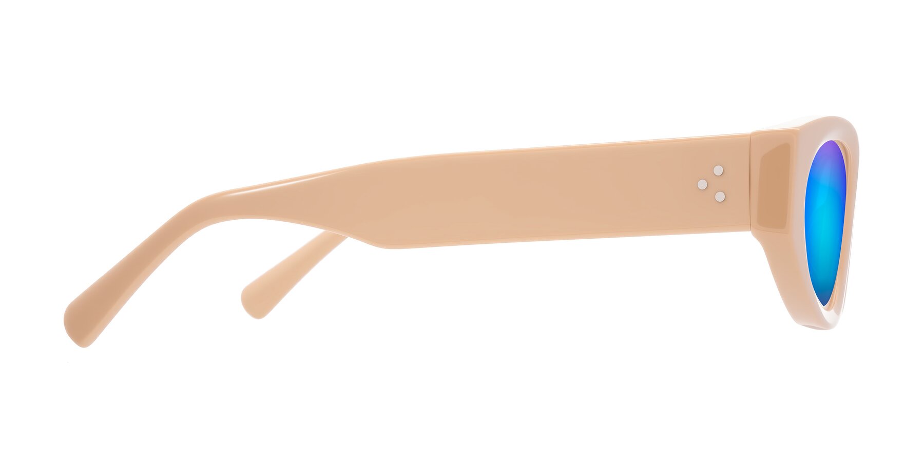 Side of Begonia in Pale Salmon with Blue Mirrored Lenses