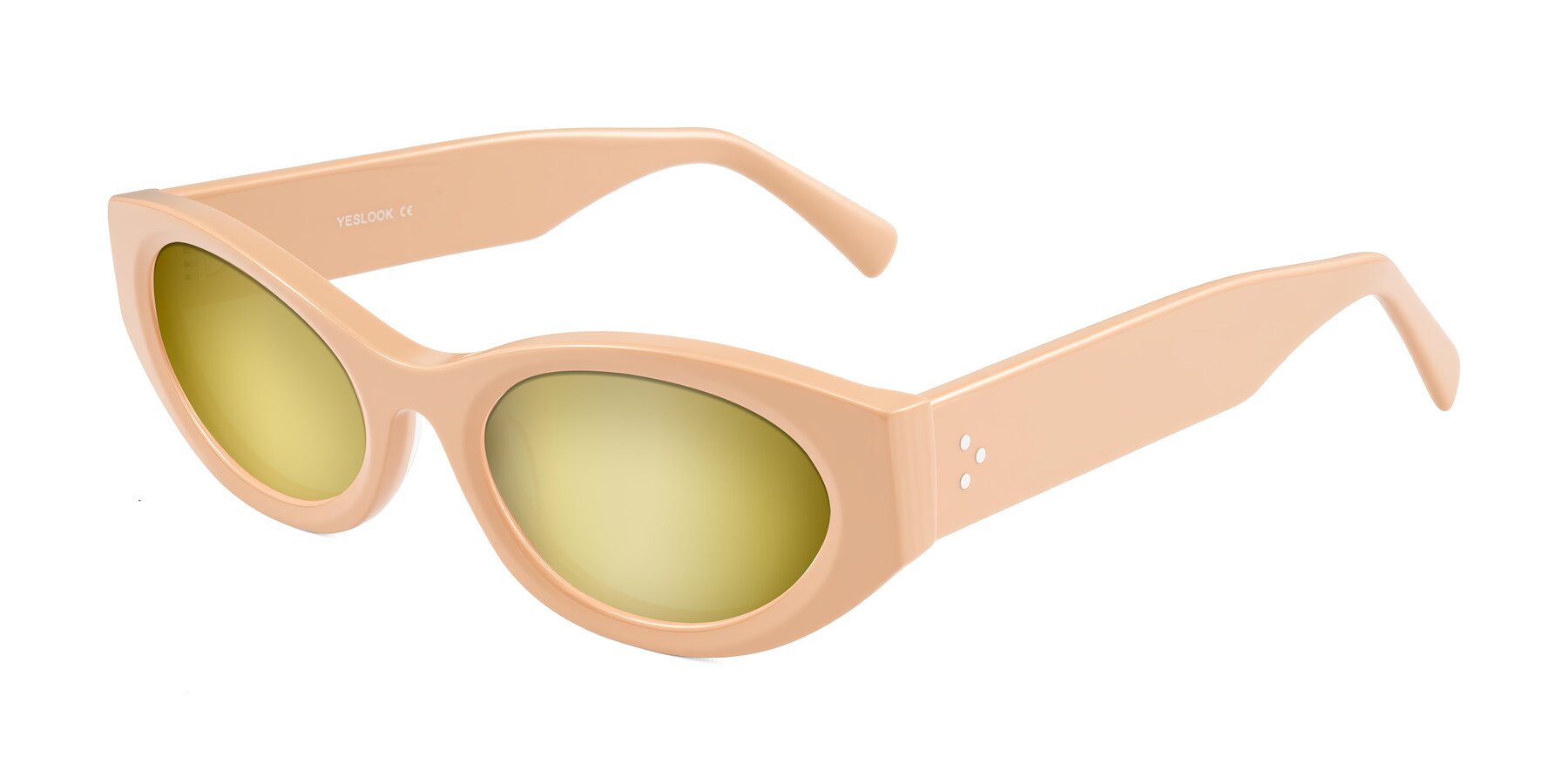 Angle of Begonia in Pale Salmon with Gold Mirrored Lenses