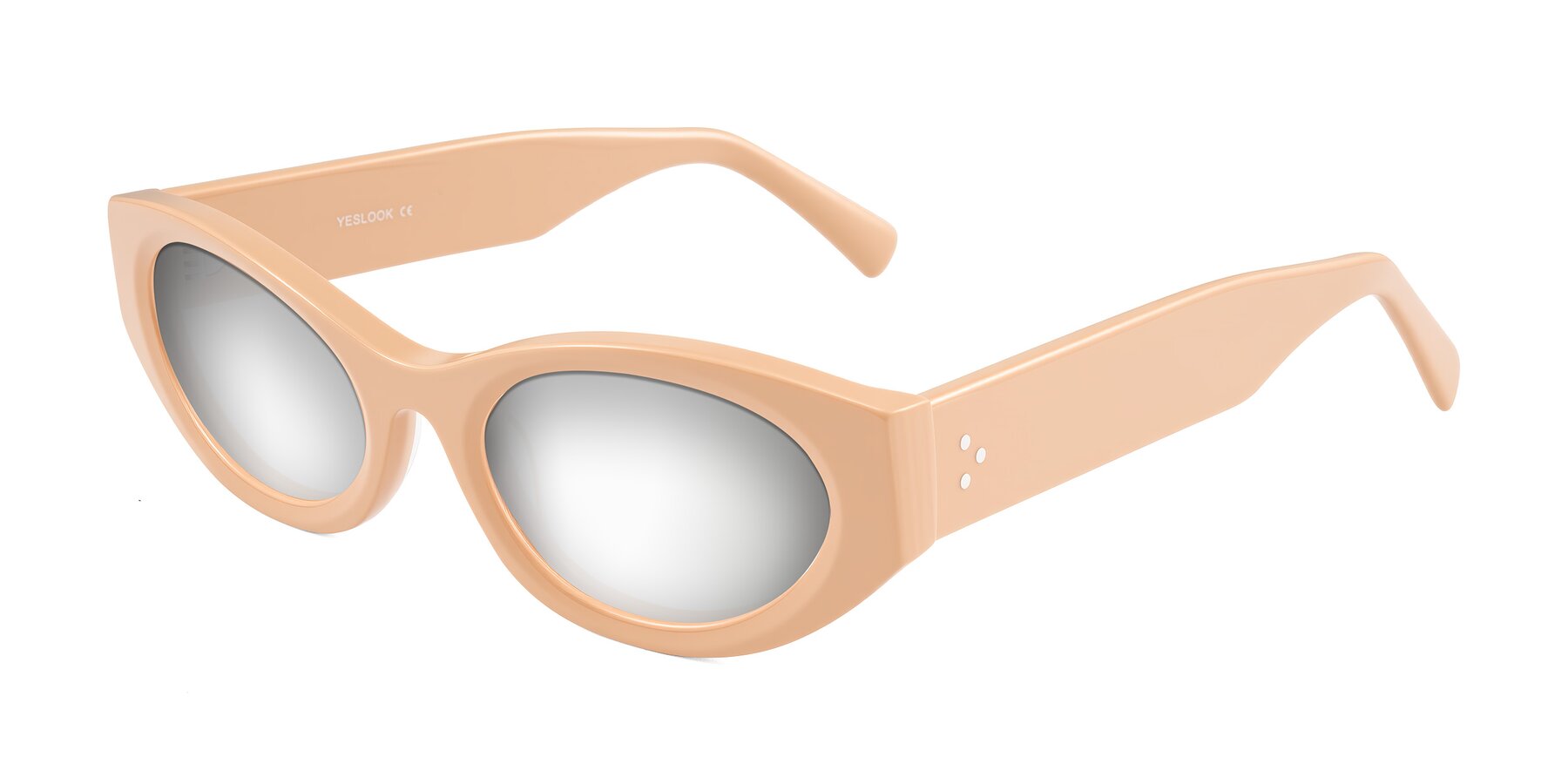Angle of Begonia in Pale Salmon with Silver Mirrored Lenses