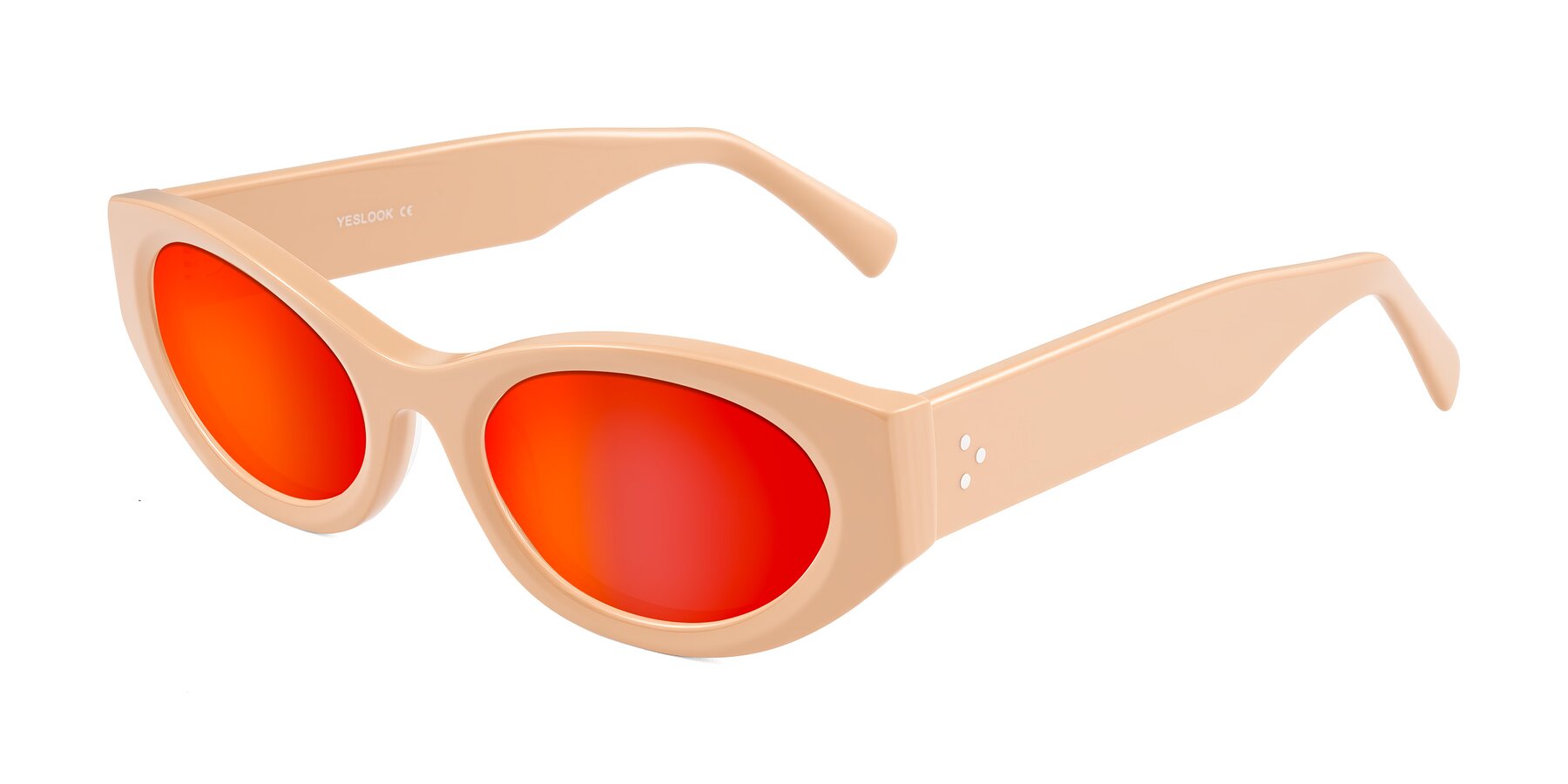 Angle of Begonia in Pale Salmon with Red Gold Mirrored Lenses