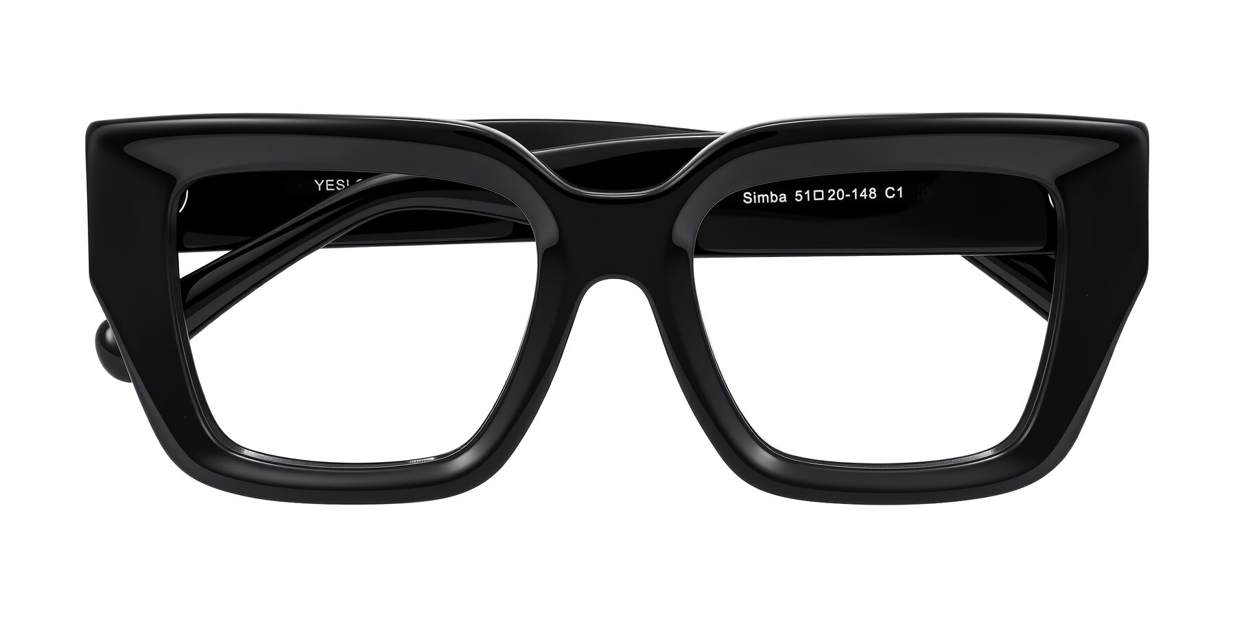 Folded Front of Simba in Black with Clear Blue Light Blocking Lenses