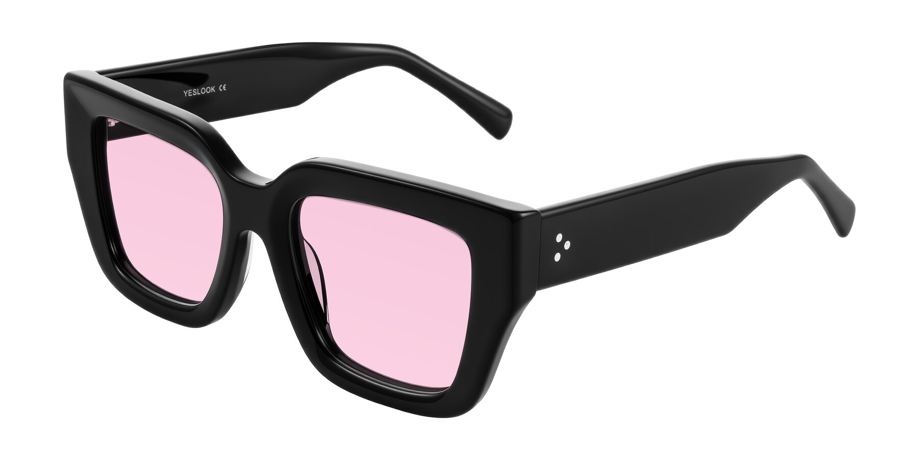 Angle of Simba in Black with Light Pink Tinted Lenses