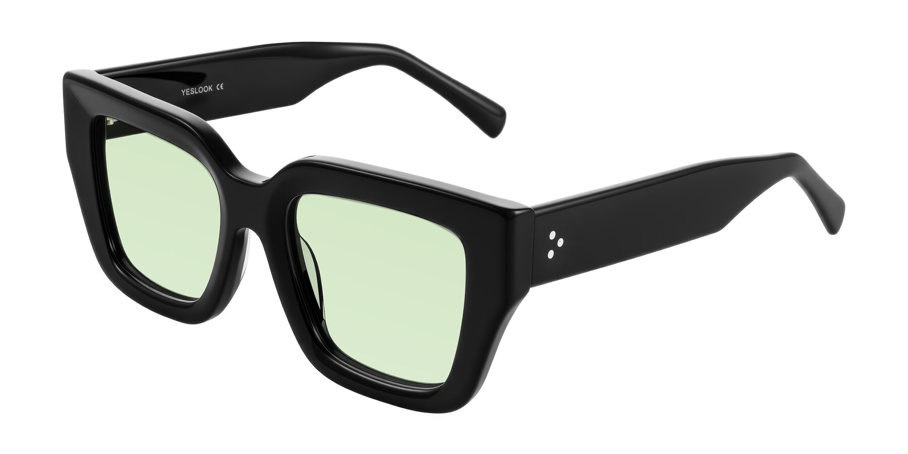 Angle of Simba in Black with Light Green Tinted Lenses