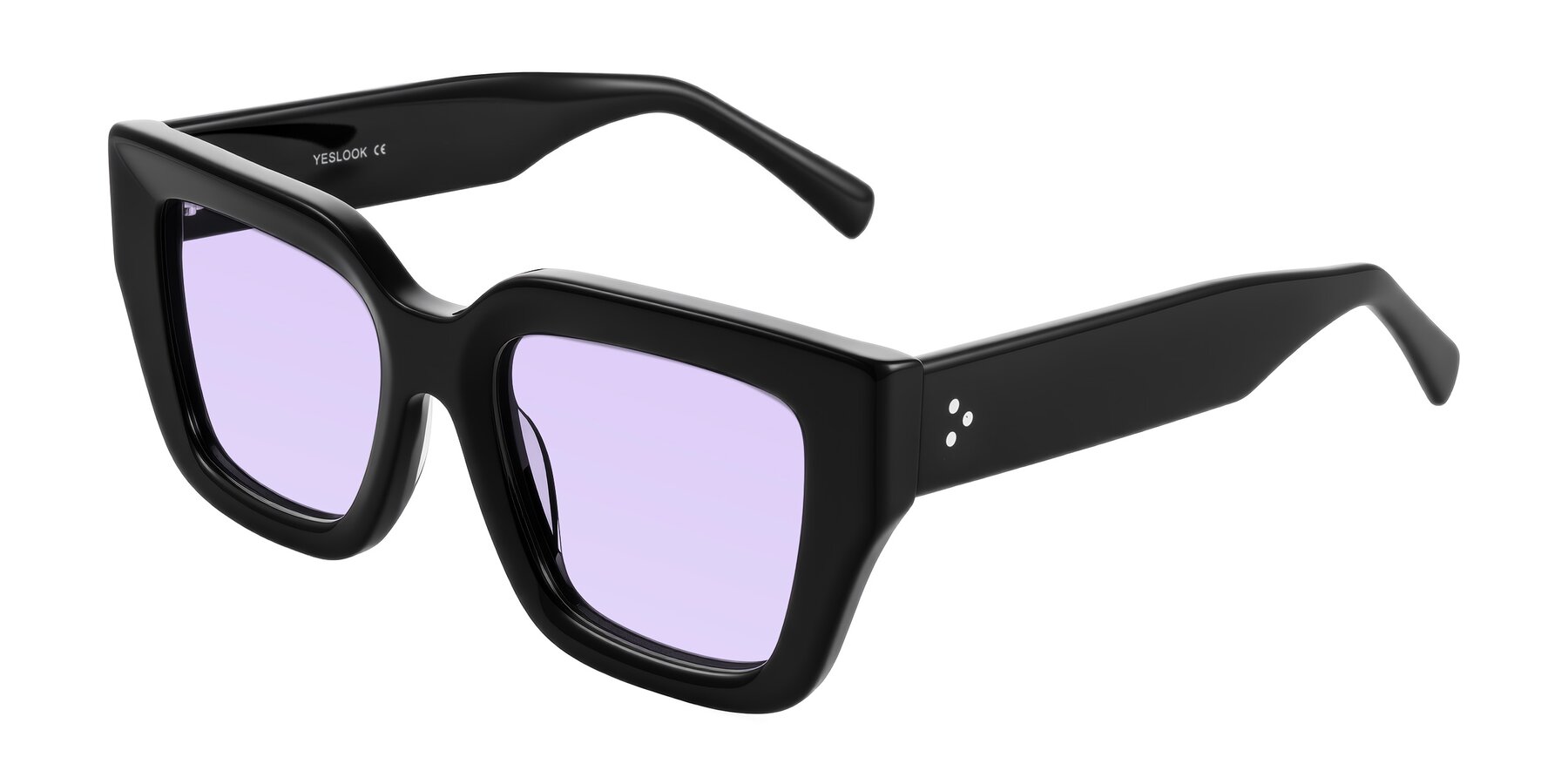 Angle of Simba in Black with Light Purple Tinted Lenses