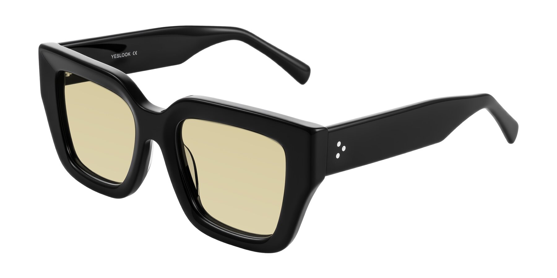 Angle of Simba in Black with Light Champagne Tinted Lenses