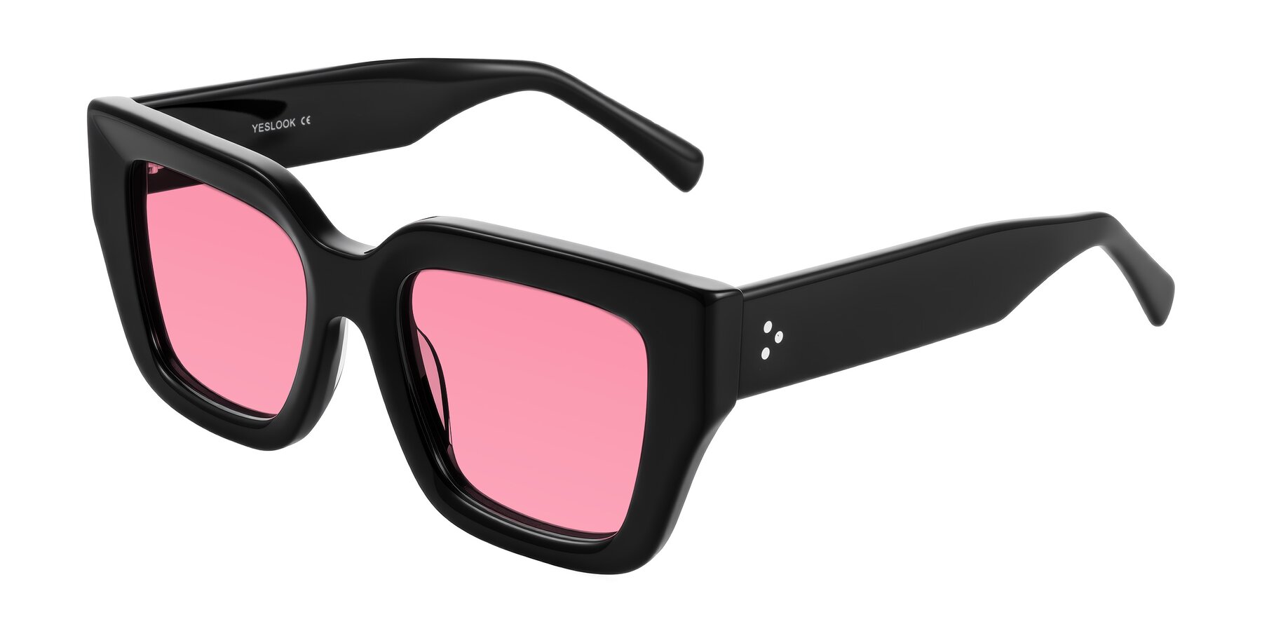 Angle of Simba in Black with Pink Tinted Lenses