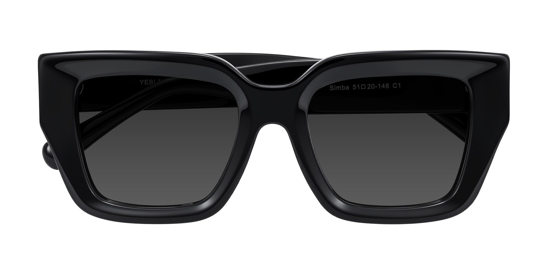 Folded Front of Simba in Black with Gray Tinted Lenses