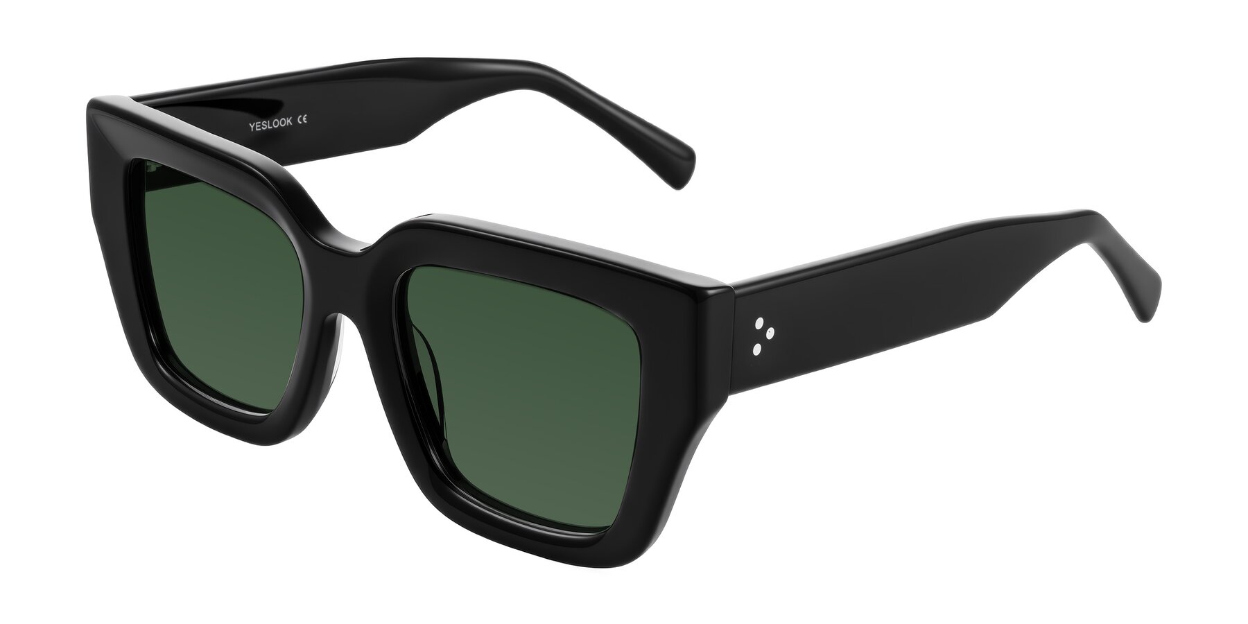 Angle of Simba in Black with Green Tinted Lenses