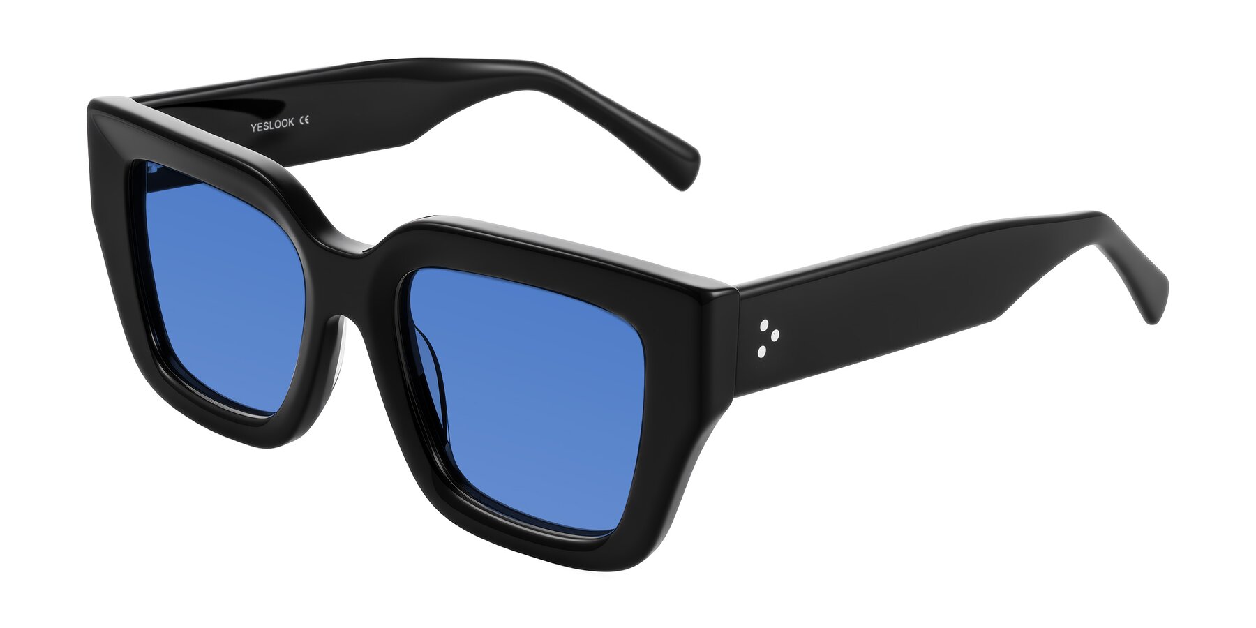 Angle of Simba in Black with Blue Tinted Lenses