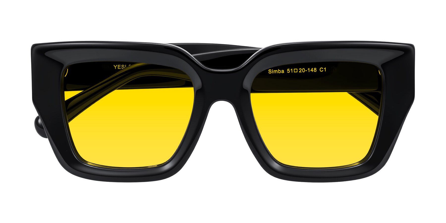 Folded Front of Simba in Black with Yellow Tinted Lenses