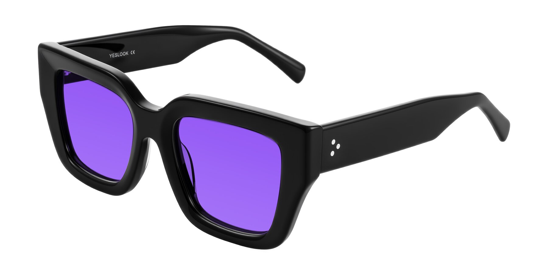 Angle of Simba in Black with Purple Tinted Lenses