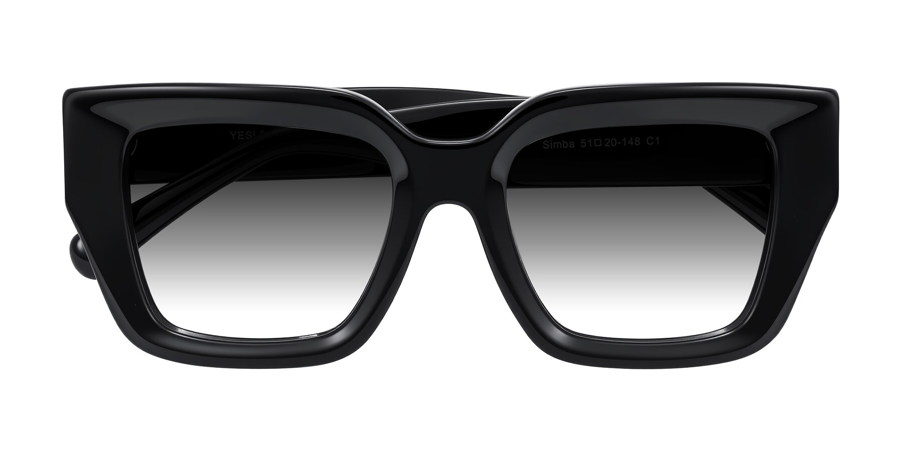 Folded Front of Simba in Black with Gray Gradient Lenses