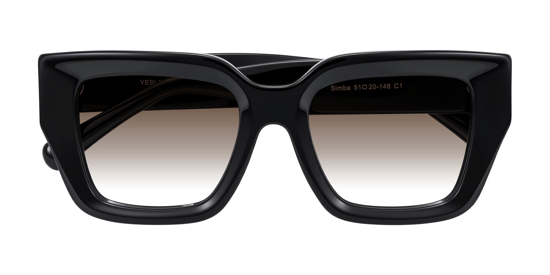Folded Front of Simba in Black with Brown Gradient Lenses