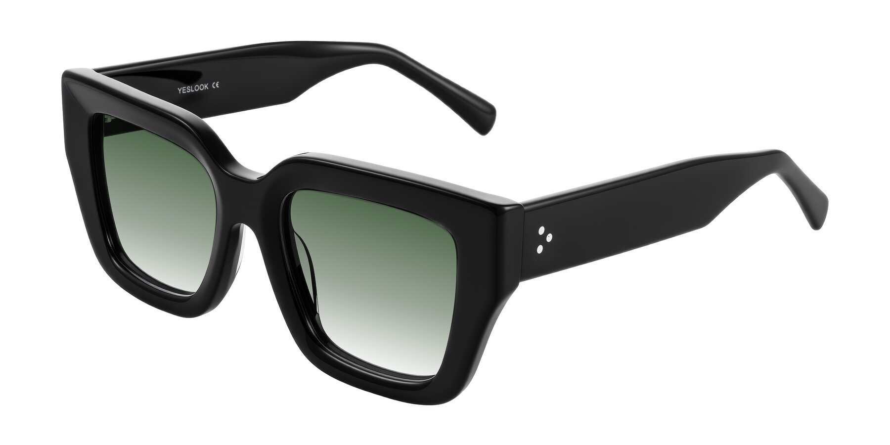 Angle of Simba in Black with Green Gradient Lenses