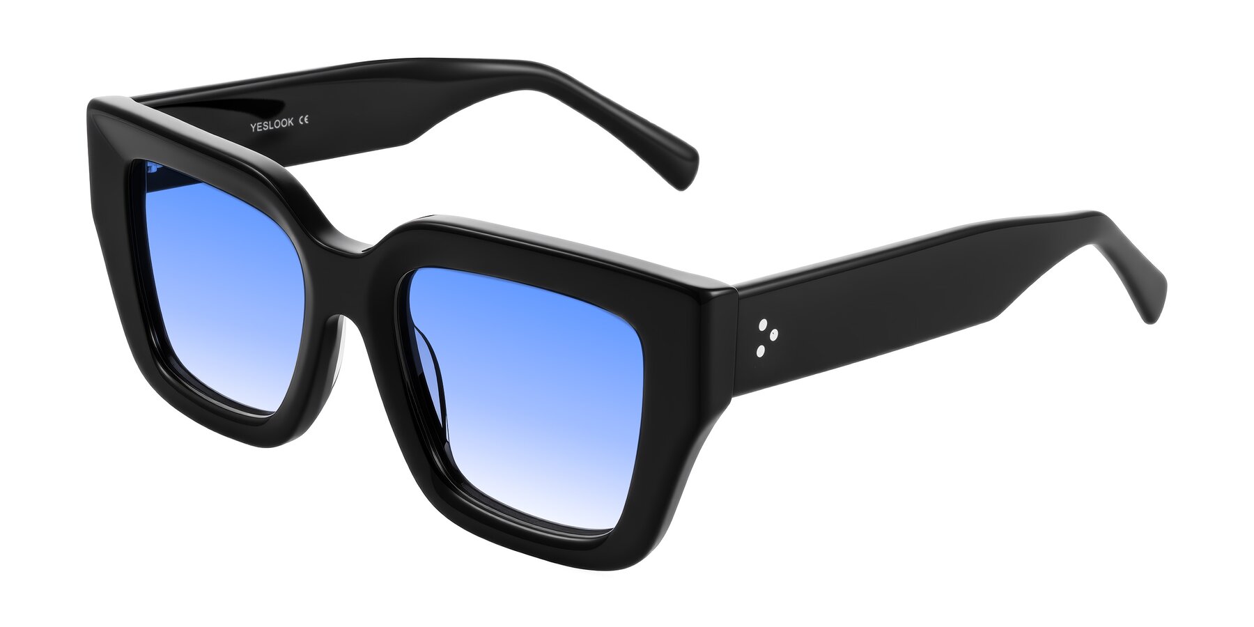 Angle of Simba in Black with Blue Gradient Lenses