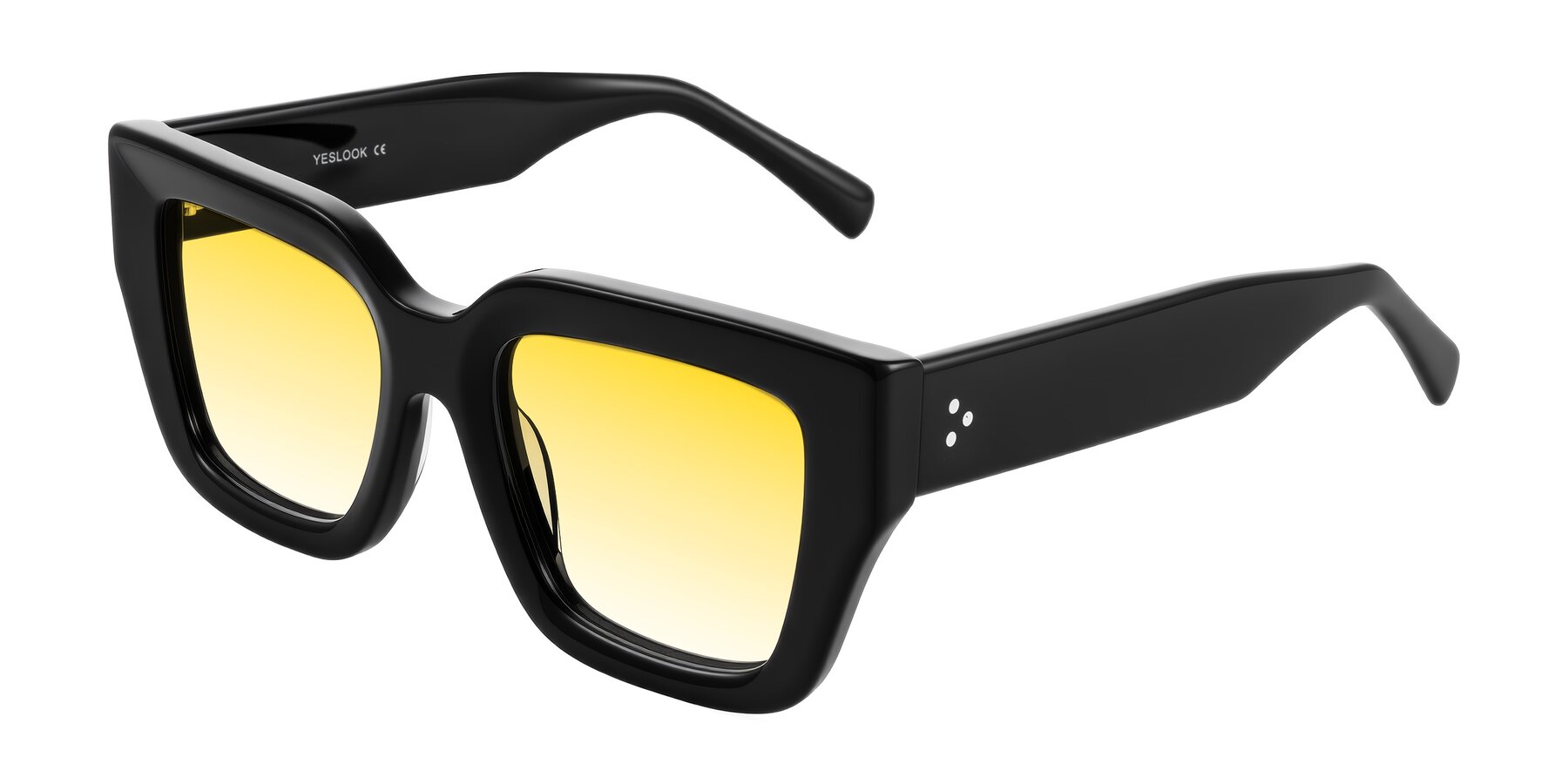 Angle of Simba in Black with Yellow Gradient Lenses