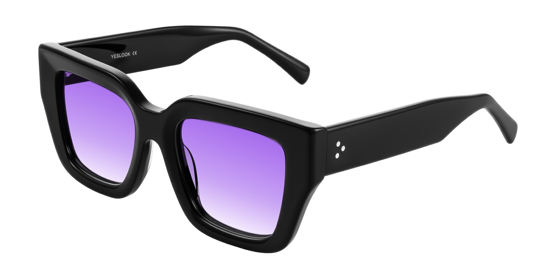 Angle of Simba in Black with Purple Gradient Lenses