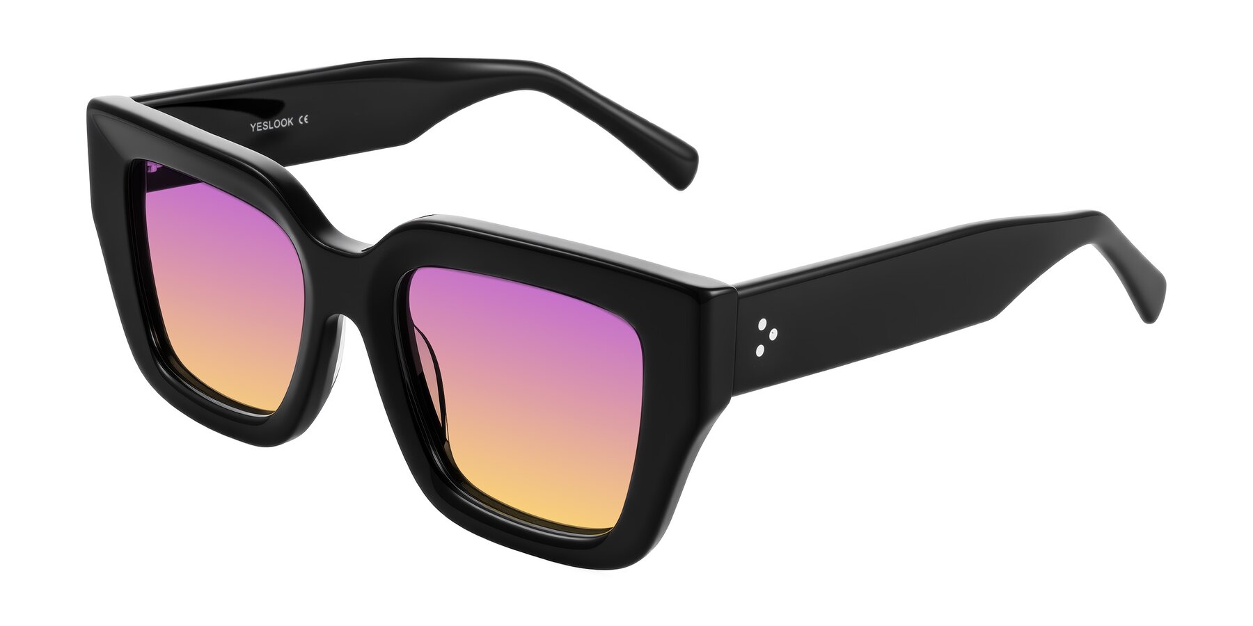 Angle of Simba in Black with Purple / Yellow Gradient Lenses