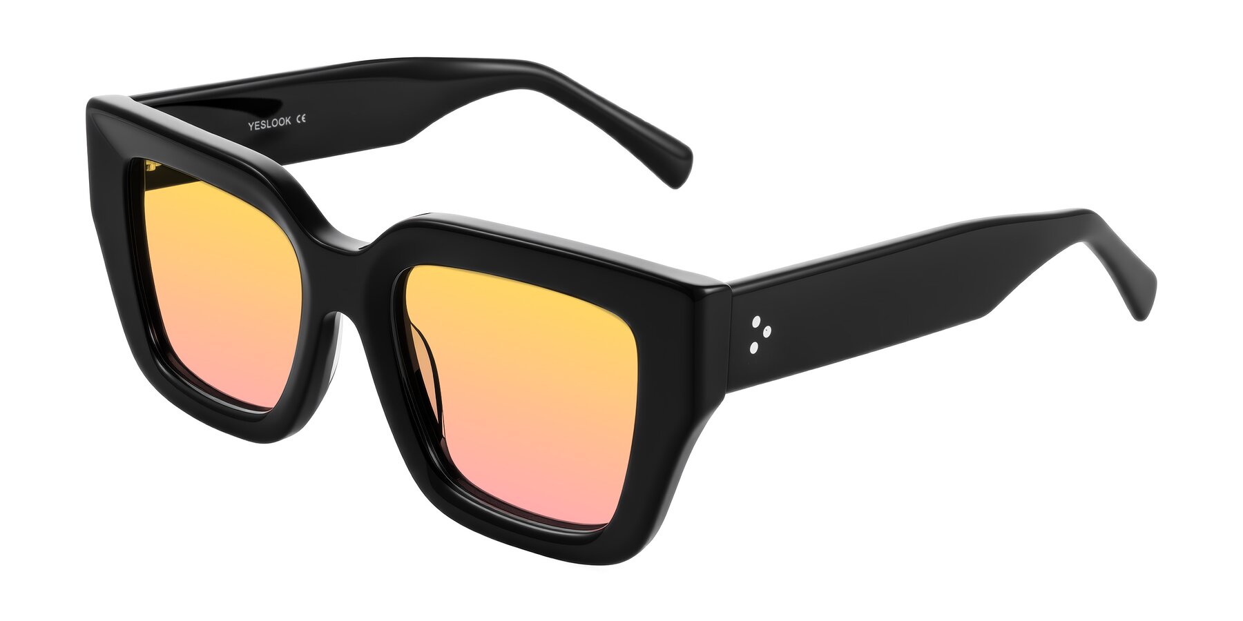 Angle of Simba in Black with Yellow / Pink Gradient Lenses