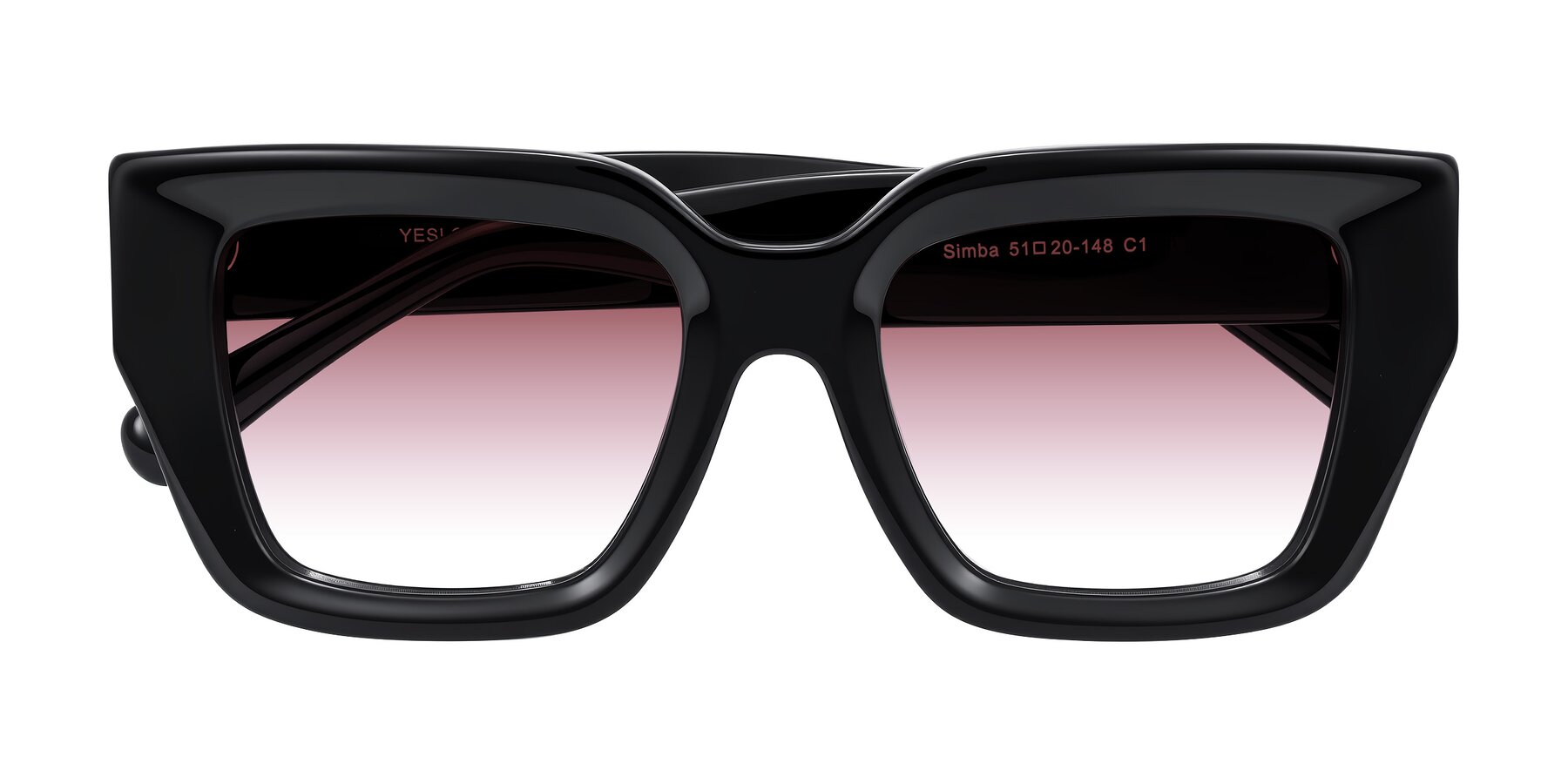Folded Front of Simba in Black with Garnet Gradient Lenses
