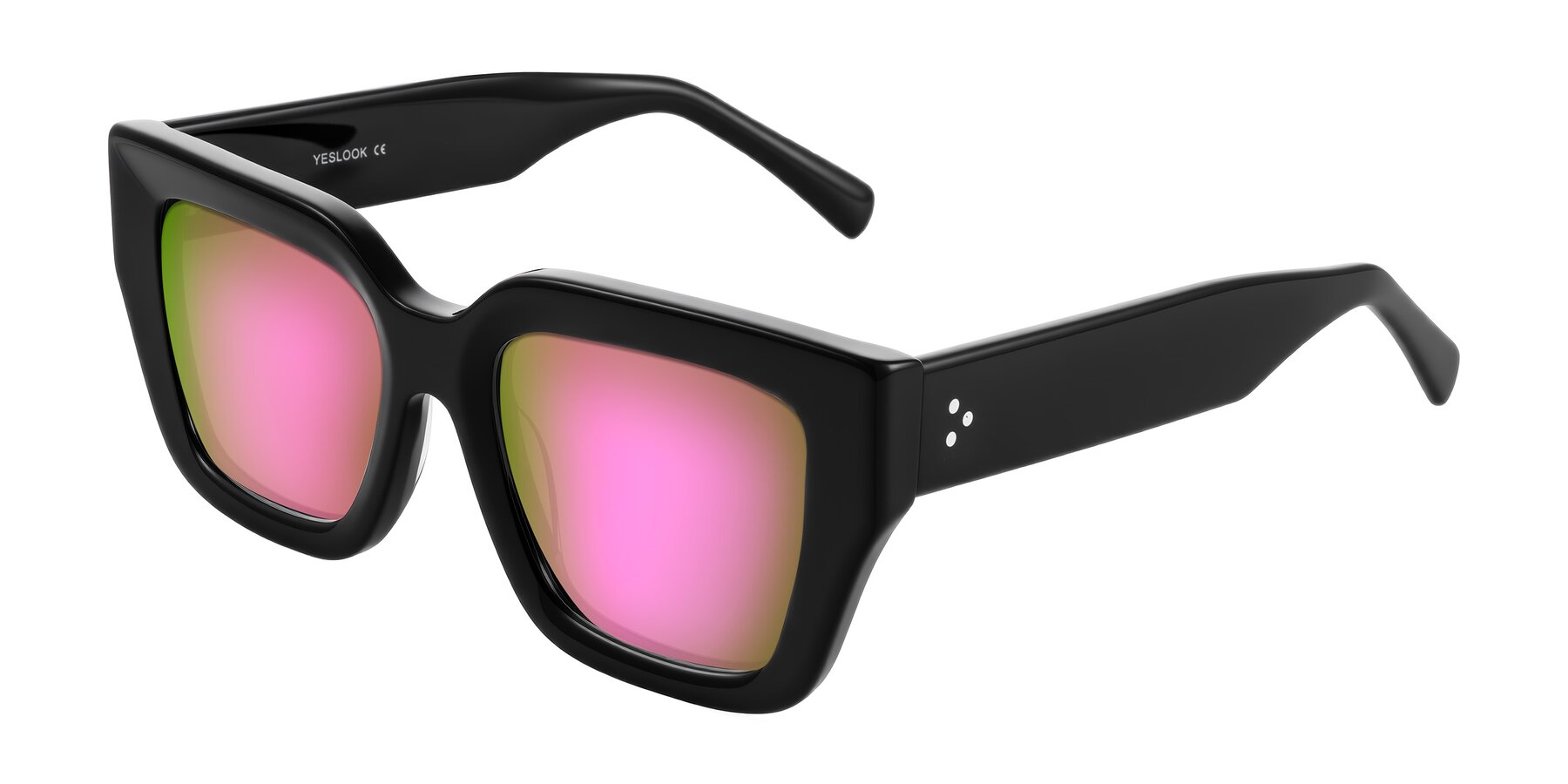 Angle of Simba in Black with Pink Mirrored Lenses