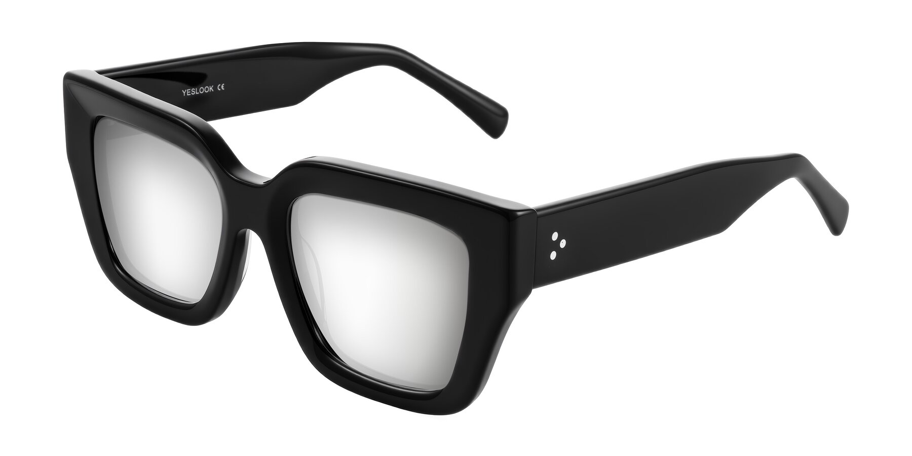 Angle of Simba in Black with Silver Mirrored Lenses