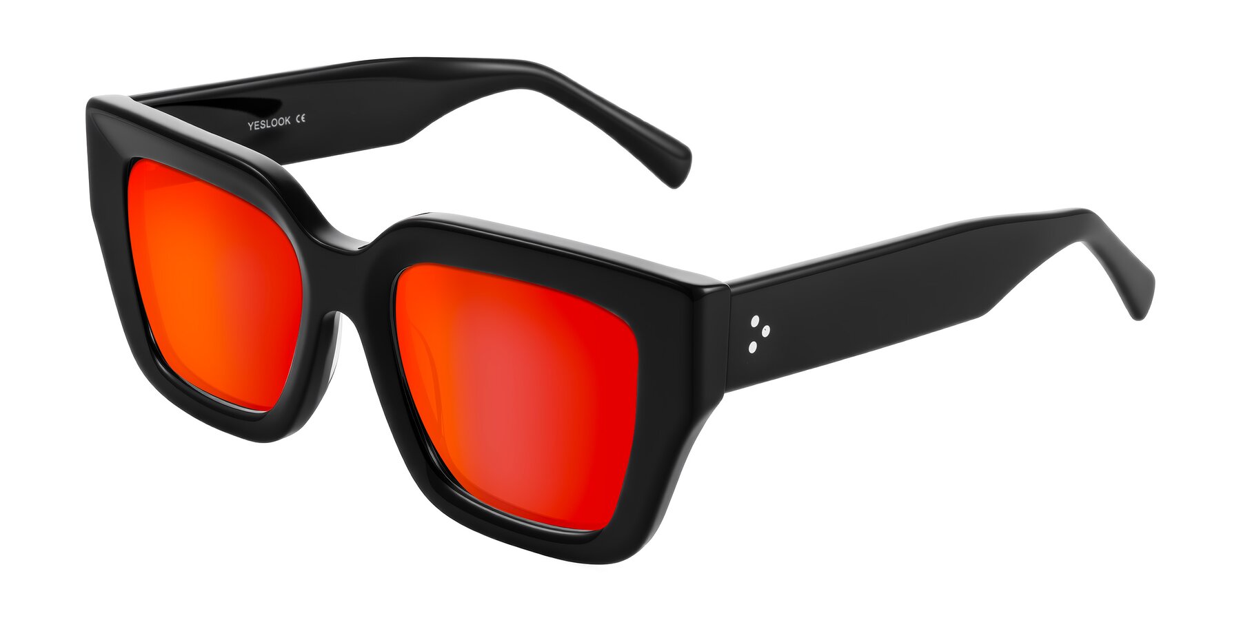 Angle of Simba in Black with Red Gold Mirrored Lenses