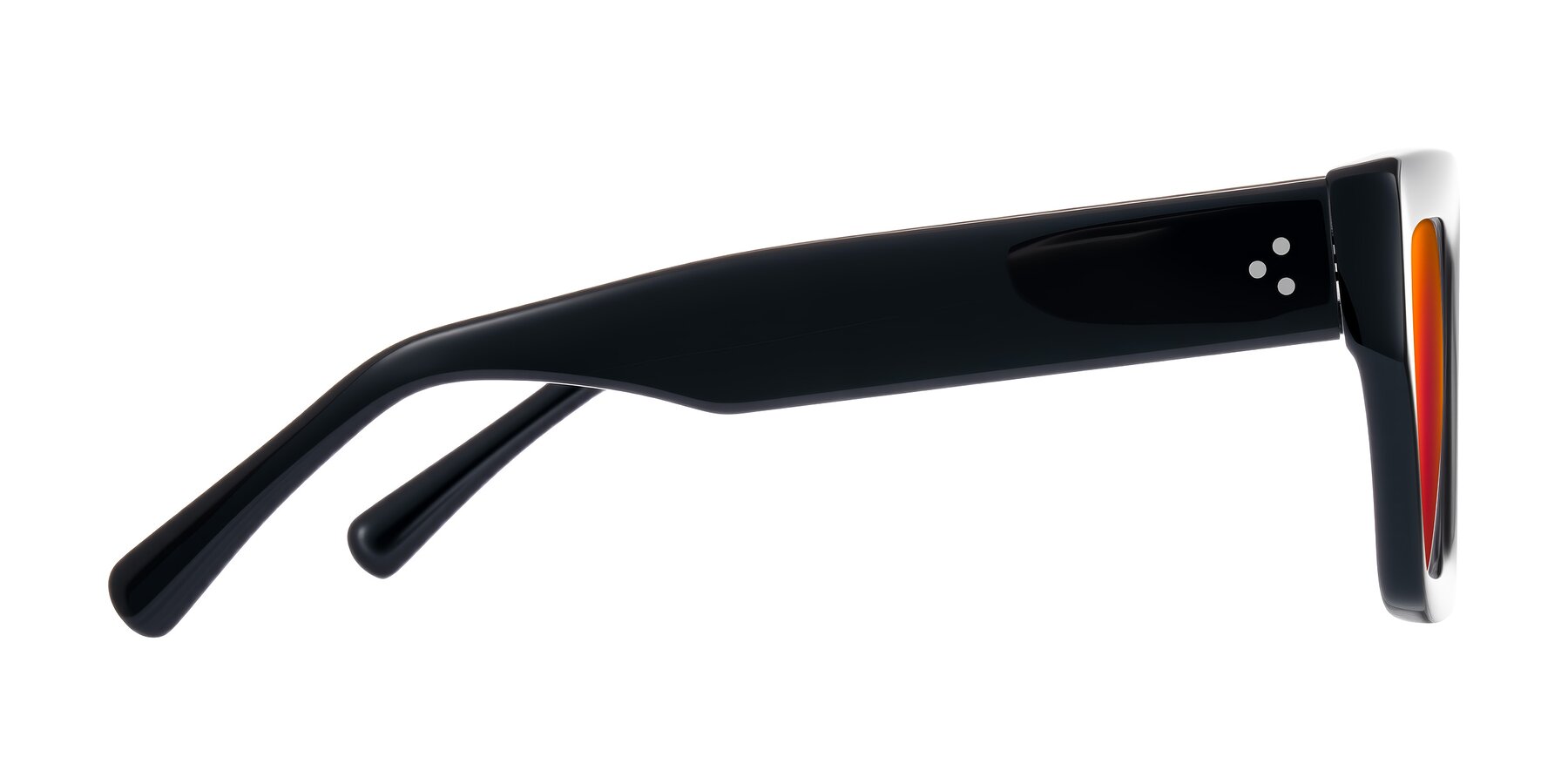 Side of Simba in Black with Red Gold Mirrored Lenses