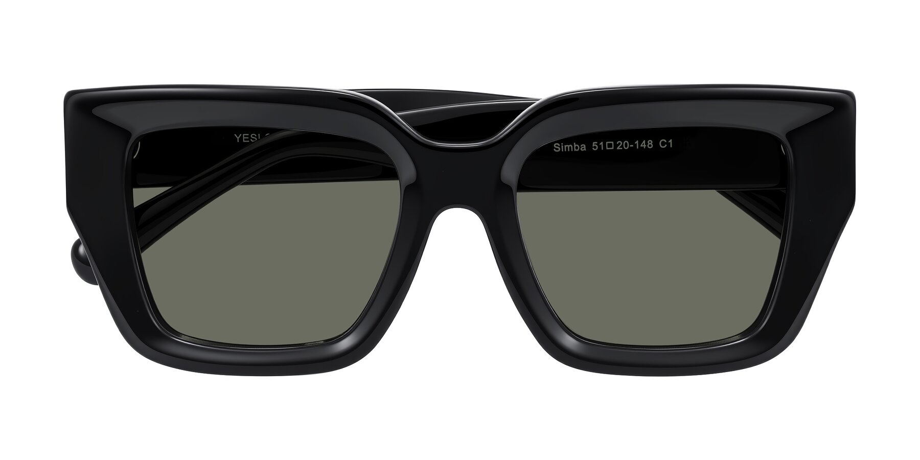 Folded Front of Simba in Black with Gray Polarized Lenses