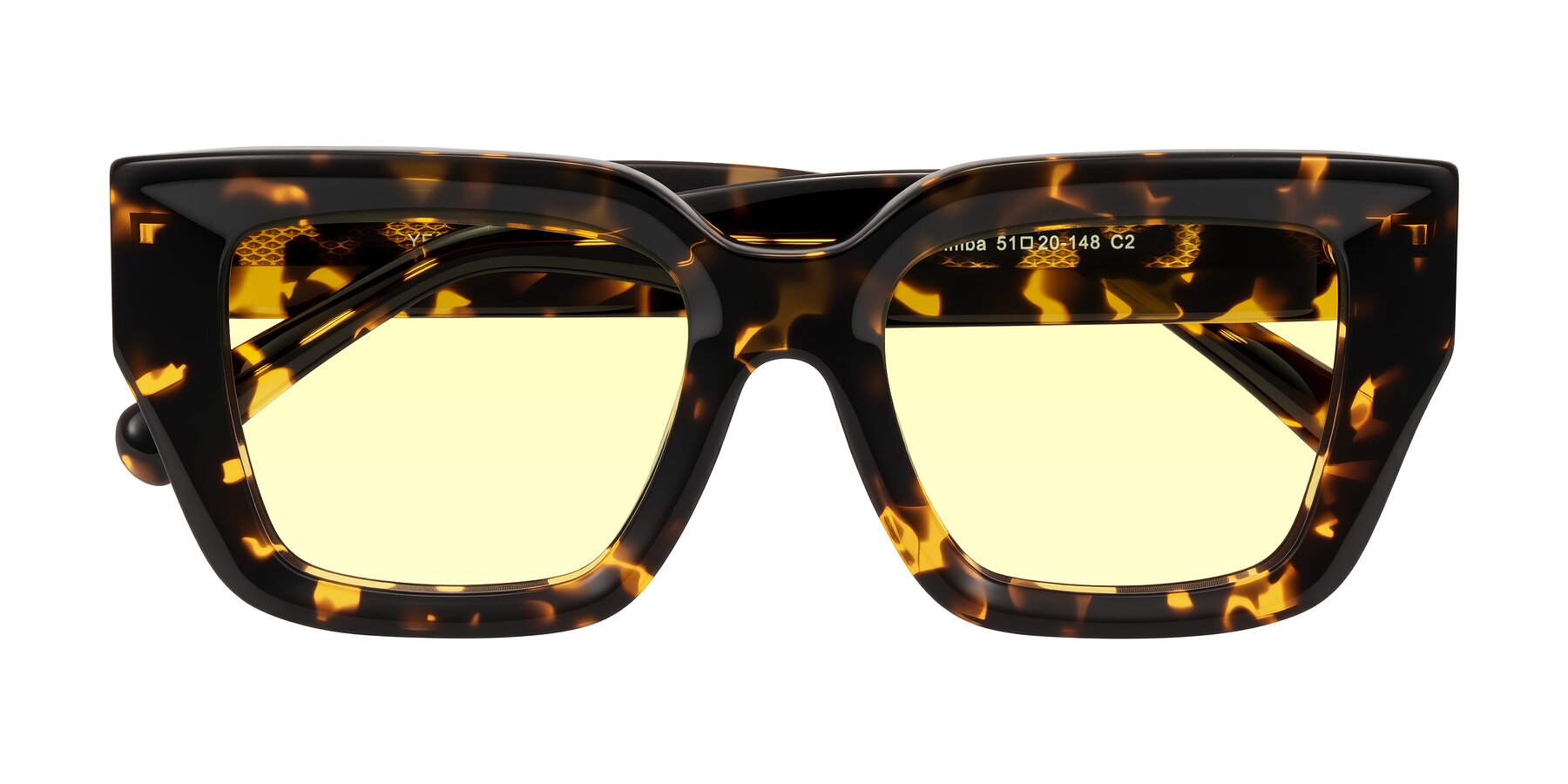 Folded Front of Simba in Tortoise with Light Yellow Tinted Lenses