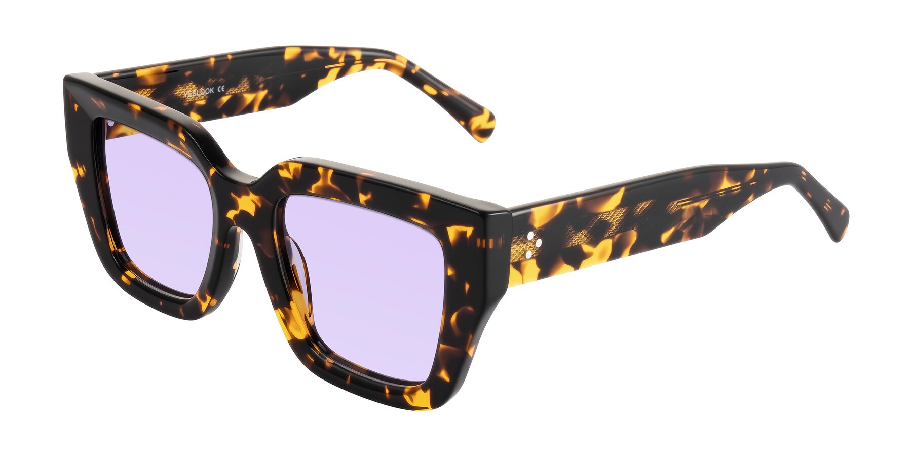 Angle of Simba in Tortoise with Light Purple Tinted Lenses