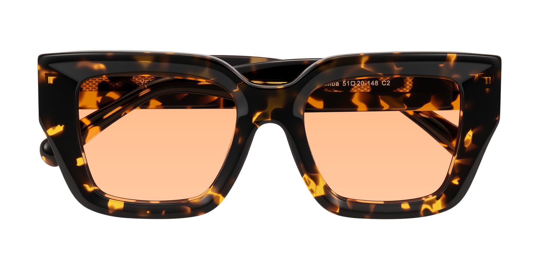 Folded Front of Simba in Tortoise with Light Orange Tinted Lenses