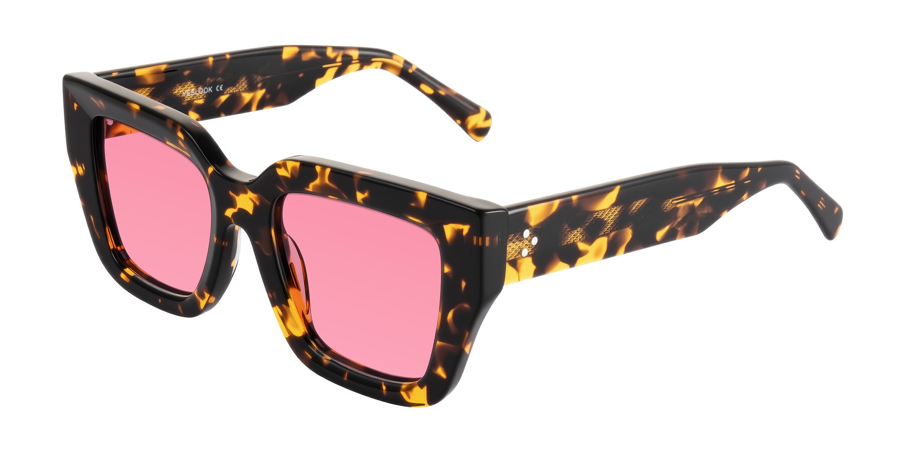 Angle of Simba in Tortoise with Pink Tinted Lenses