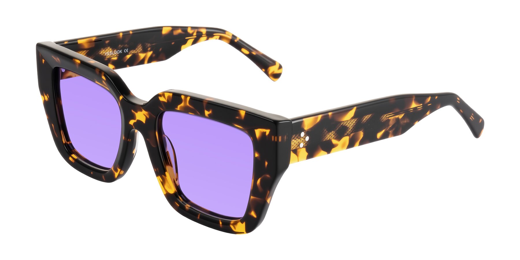 Angle of Simba in Tortoise with Medium Purple Tinted Lenses
