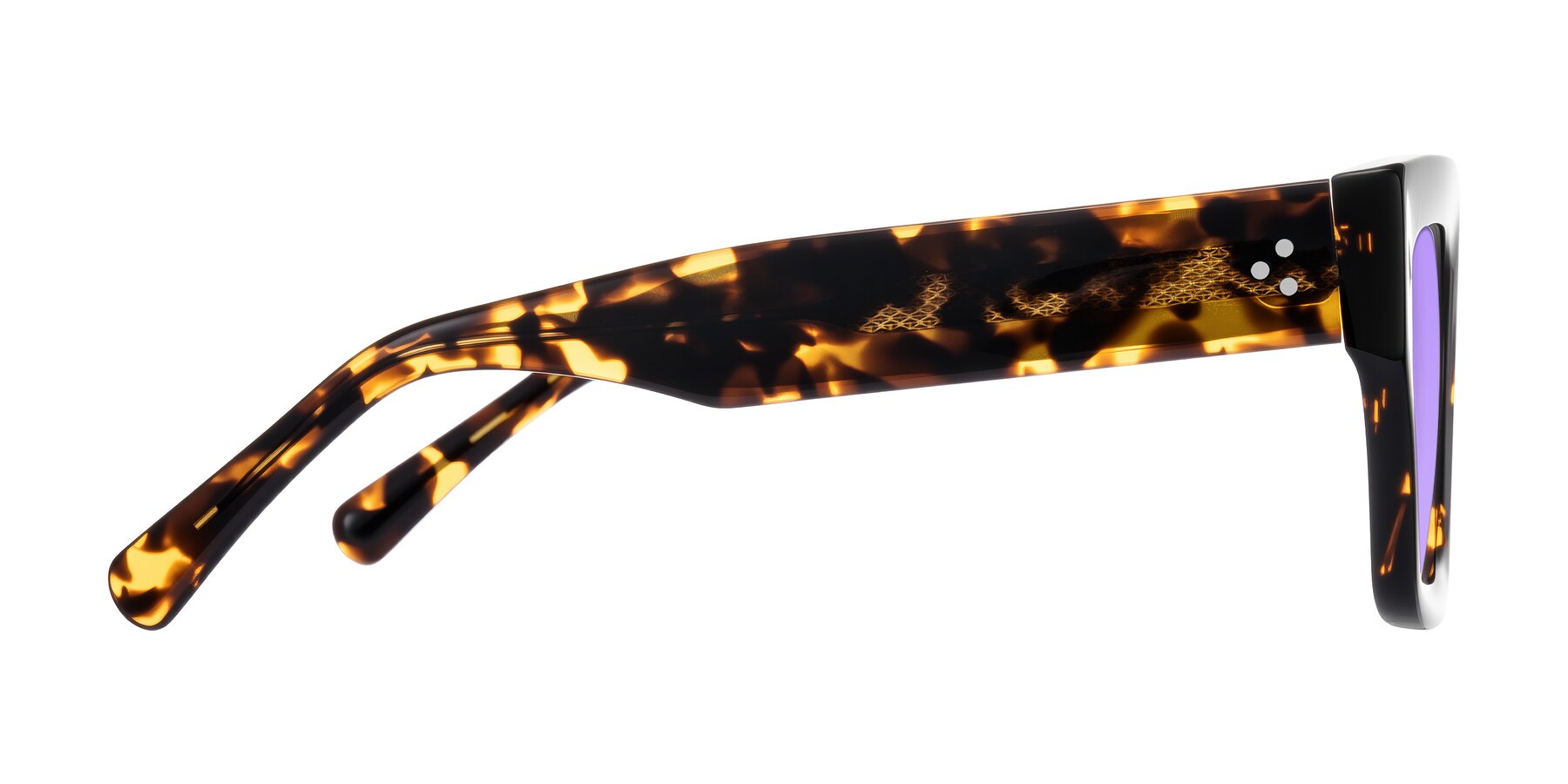 Side of Simba in Tortoise with Medium Purple Tinted Lenses