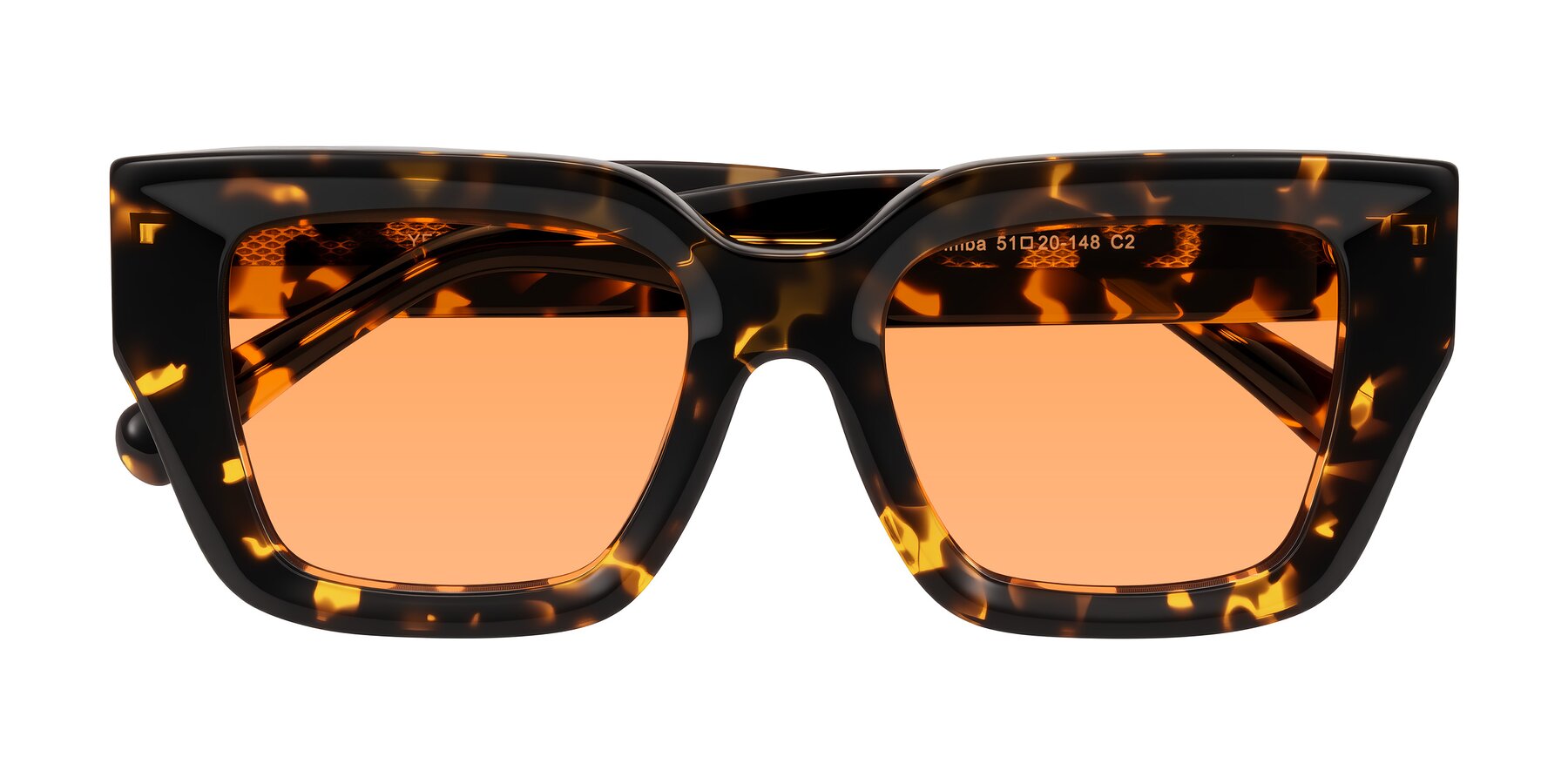 Folded Front of Simba in Tortoise with Medium Orange Tinted Lenses