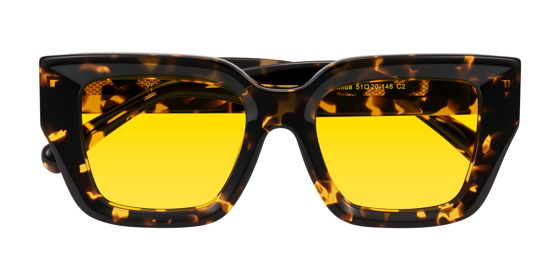 Folded Front of Simba in Tortoise with Yellow Tinted Lenses